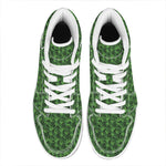 Green Pot Leaf Pattern Print High Top Leather Sneakers