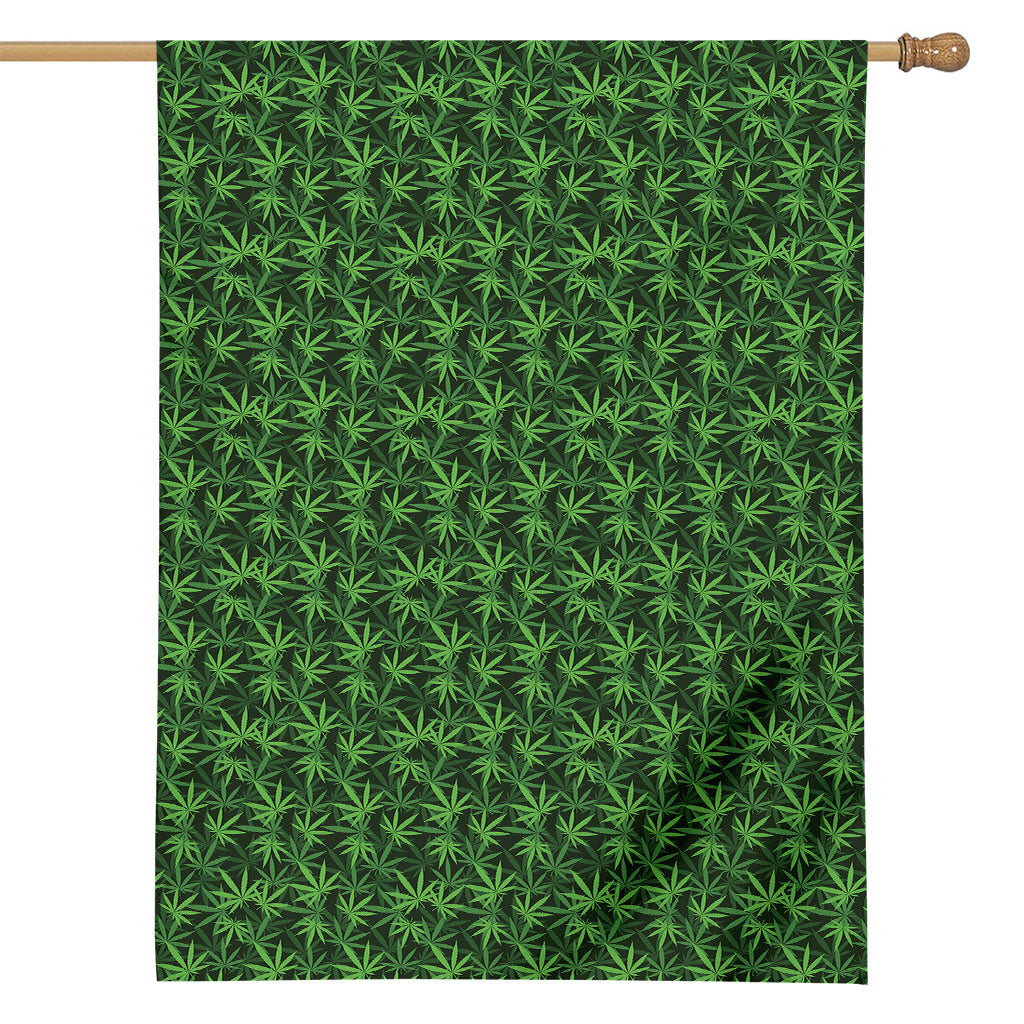 Green Pot Leaf Pattern Print House Flag