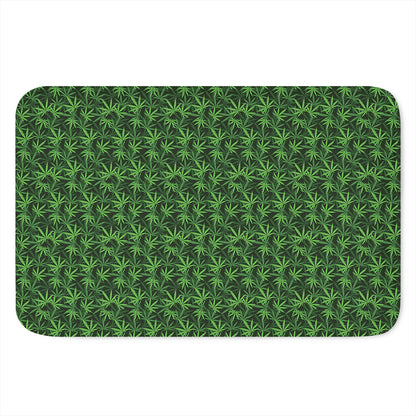 Green Pot Leaf Pattern Print Indoor Door Mat