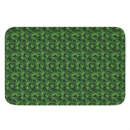 Green Pot Leaf Pattern Print Indoor Door Mat