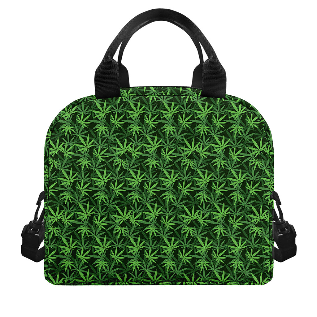 Green Pot Leaf Pattern Print Insulated Lunch Bag