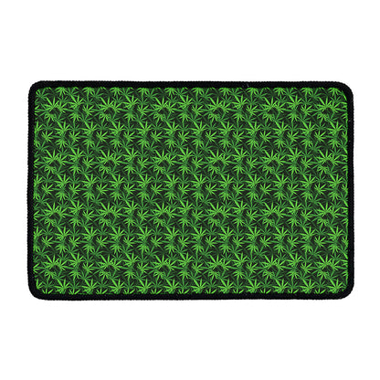 Green Pot Leaf Pattern Print Kitchen Mat