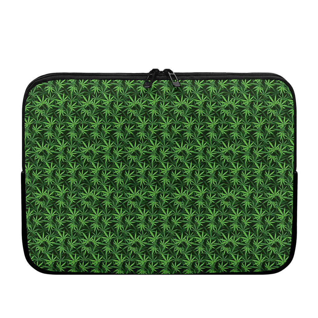 Green Pot Leaf Pattern Print Laptop Sleeve