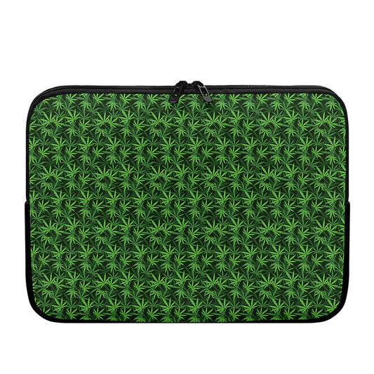 Green Pot Leaf Pattern Print Laptop Sleeve