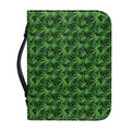 Green Pot Leaf Pattern Print Leather Bible Cover