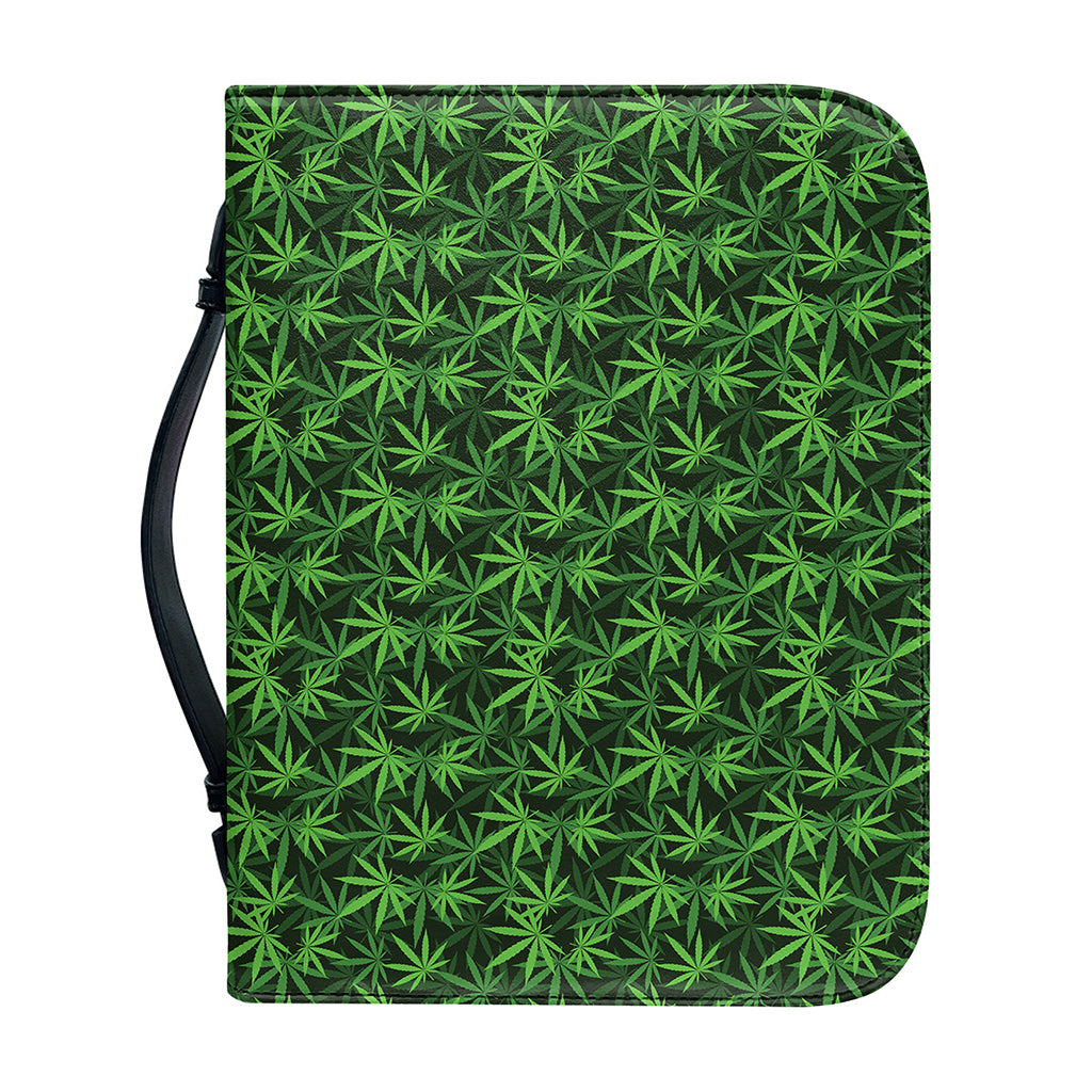 Green Pot Leaf Pattern Print Leather Bible Cover
