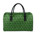 Green Pot Leaf Pattern Print Leather Duffel Bag