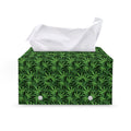 Green Pot Leaf Pattern Print Leather Tissue Box Cover