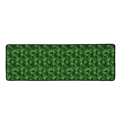 Green Pot Leaf Pattern Print Long Kitchen Mat