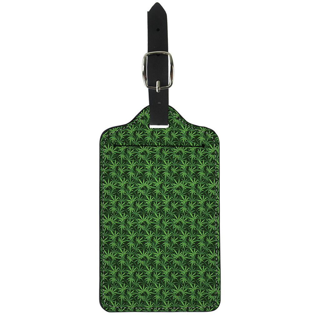 Green Pot Leaf Pattern Print Luggage Tag