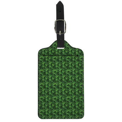 Green Pot Leaf Pattern Print Luggage Tag