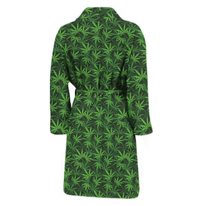 Green Pot Leaf Pattern Print Men's Bathrobe