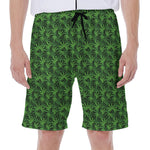 Green Pot Leaf Pattern Print Men's Beach Shorts