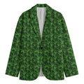 Green Pot Leaf Pattern Print Men's Blazer