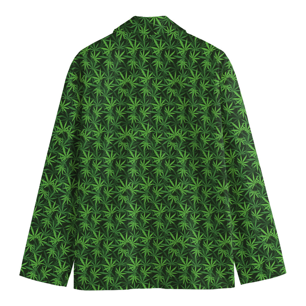 Green Pot Leaf Pattern Print Men's Blazer
