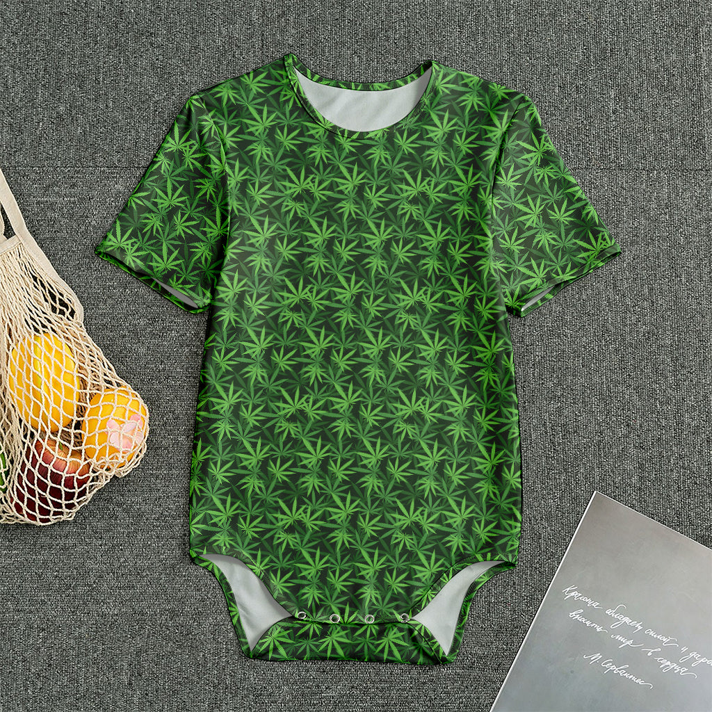 Green Pot Leaf Pattern Print Men's Bodysuit