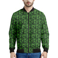 Green Pot Leaf Pattern Print Men's Bomber Jacket