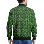Green Pot Leaf Pattern Print Men's Bomber Jacket