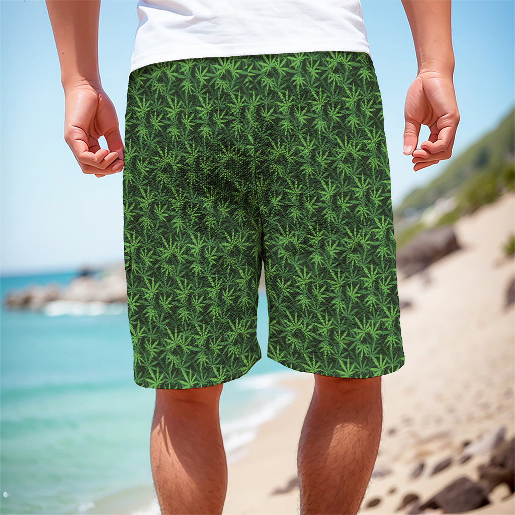 Green Pot Leaf Pattern Print Men's Cargo Shorts