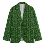 Green Pot Leaf Pattern Print Men's Cotton Blazer