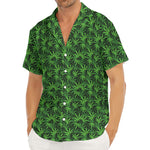 Green Pot Leaf Pattern Print Men's Deep V-Neck Shirt