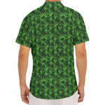 Green Pot Leaf Pattern Print Men's Deep V-Neck Shirt