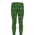 Green Pot Leaf Pattern Print Men's Leggings