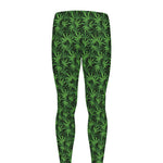 Green Pot Leaf Pattern Print Men's leggings