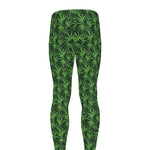 Green Pot Leaf Pattern Print Men's leggings