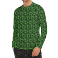 Green Pot Leaf Pattern Print Men's Long Sleeve Rash Guard