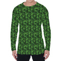 Green Pot Leaf Pattern Print Men's Long Sleeve T-Shirt