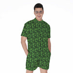 Green Pot Leaf Pattern Print Men's Rompers