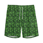 Green Pot Leaf Pattern Print Men's Sports Shorts