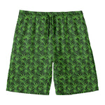 Green Pot Leaf Pattern Print Men's Swim Trunks