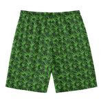 Green Pot Leaf Pattern Print Men's Swim Trunks