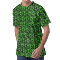 Green Pot Leaf Pattern Print Men's Velvet T-Shirt