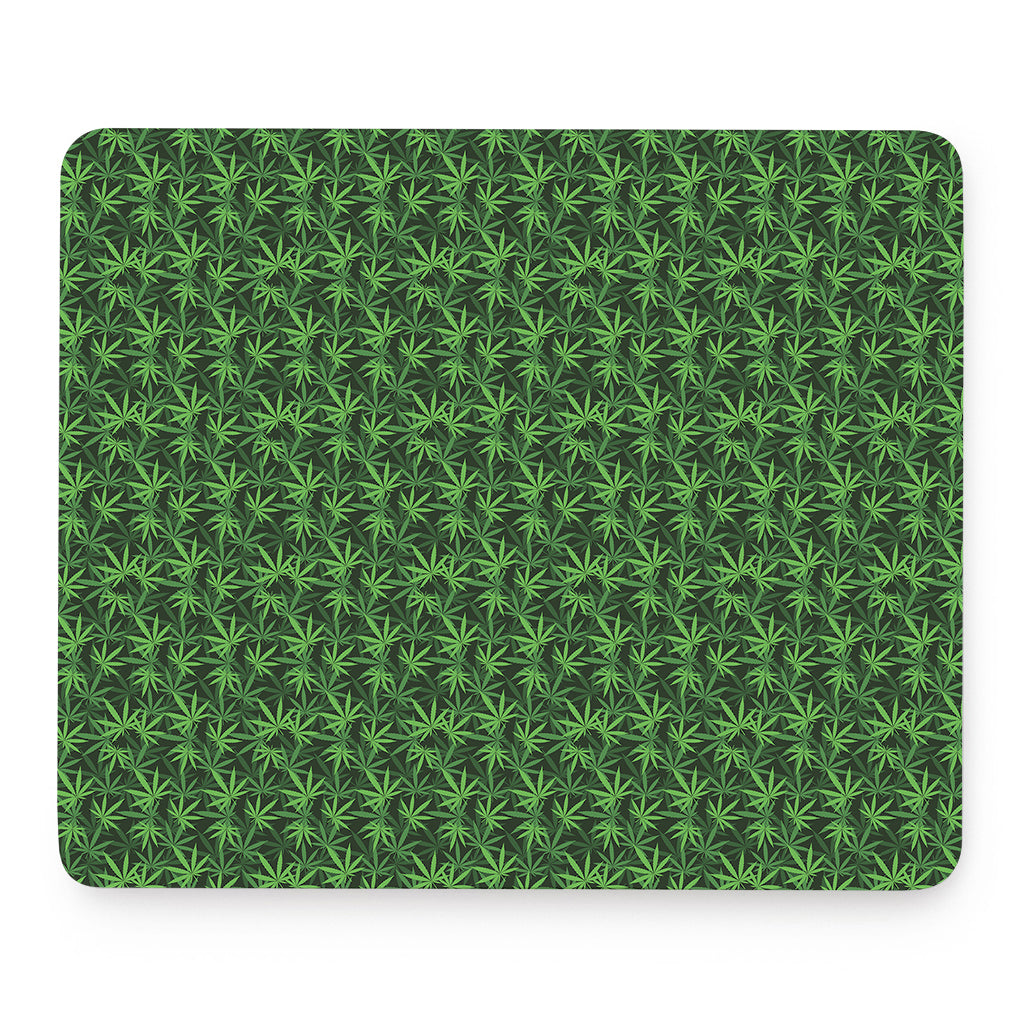 Green Pot Leaf Pattern Print Mouse Pad