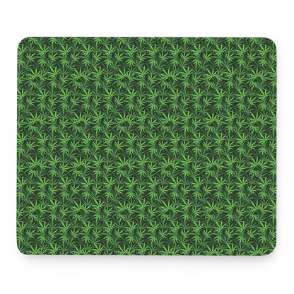 Green Pot Leaf Pattern Print Mouse Pad
