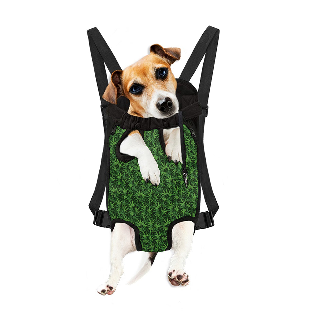 Green Pot Leaf Pattern Print Pet Carrier Backpack