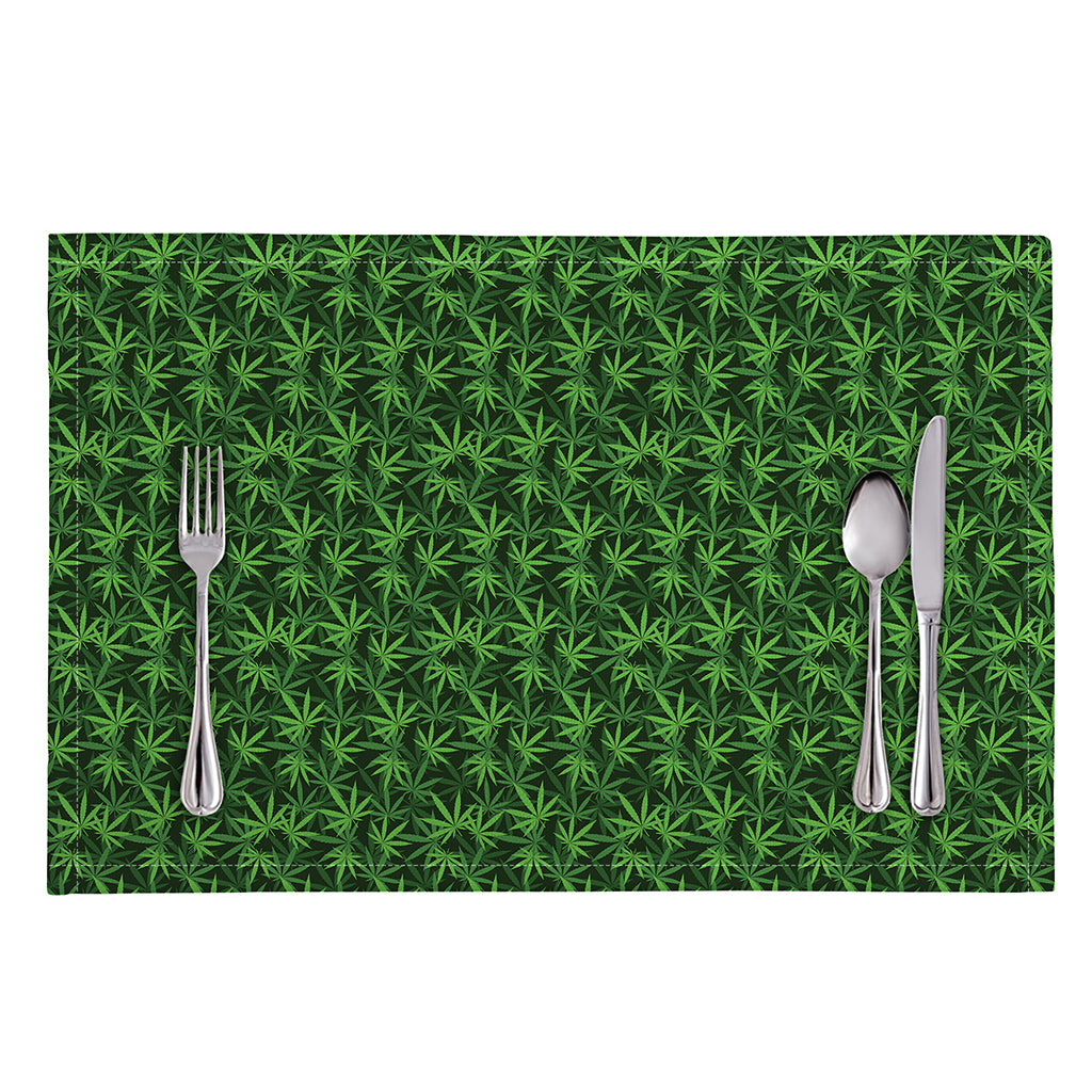 Green Pot Leaf Pattern Print Placemat