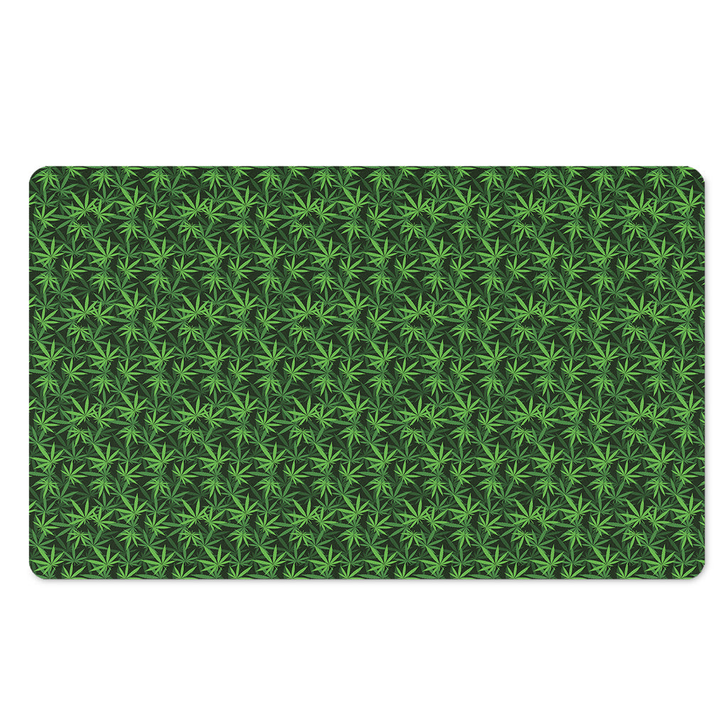 Green Pot Leaf Pattern Print Polyester Doormat