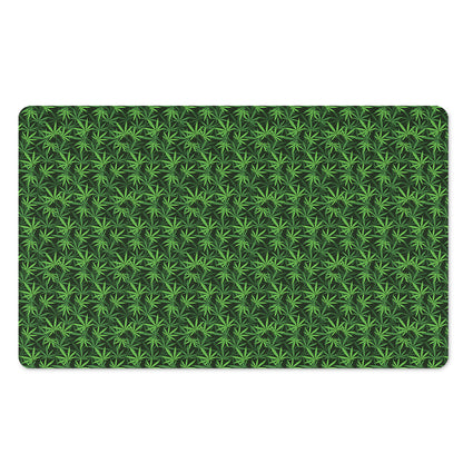 Green Pot Leaf Pattern Print Polyester Doormat