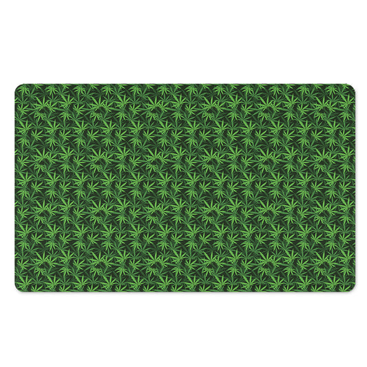 Green Pot Leaf Pattern Print Polyester Doormat