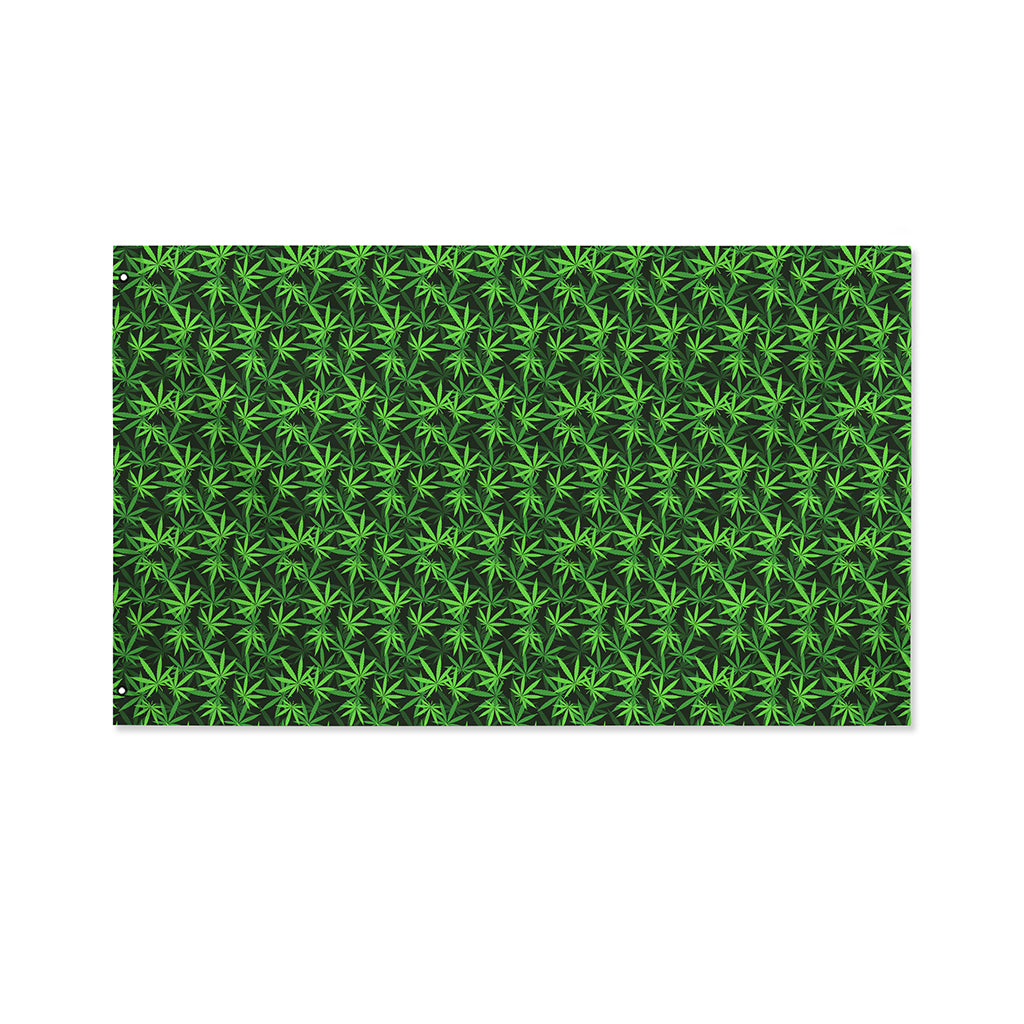 Green Pot Leaf Pattern Print Polyester Flag