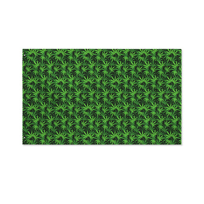 Green Pot Leaf Pattern Print Polyester Flag