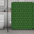 Green Pot Leaf Pattern Print Polyester Shower Curtain