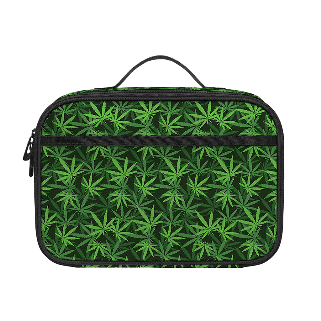 Green Pot Leaf Pattern Print Portable Lunch Bag