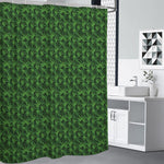 Green Pot Leaf Pattern Print Premium Shower Curtain
