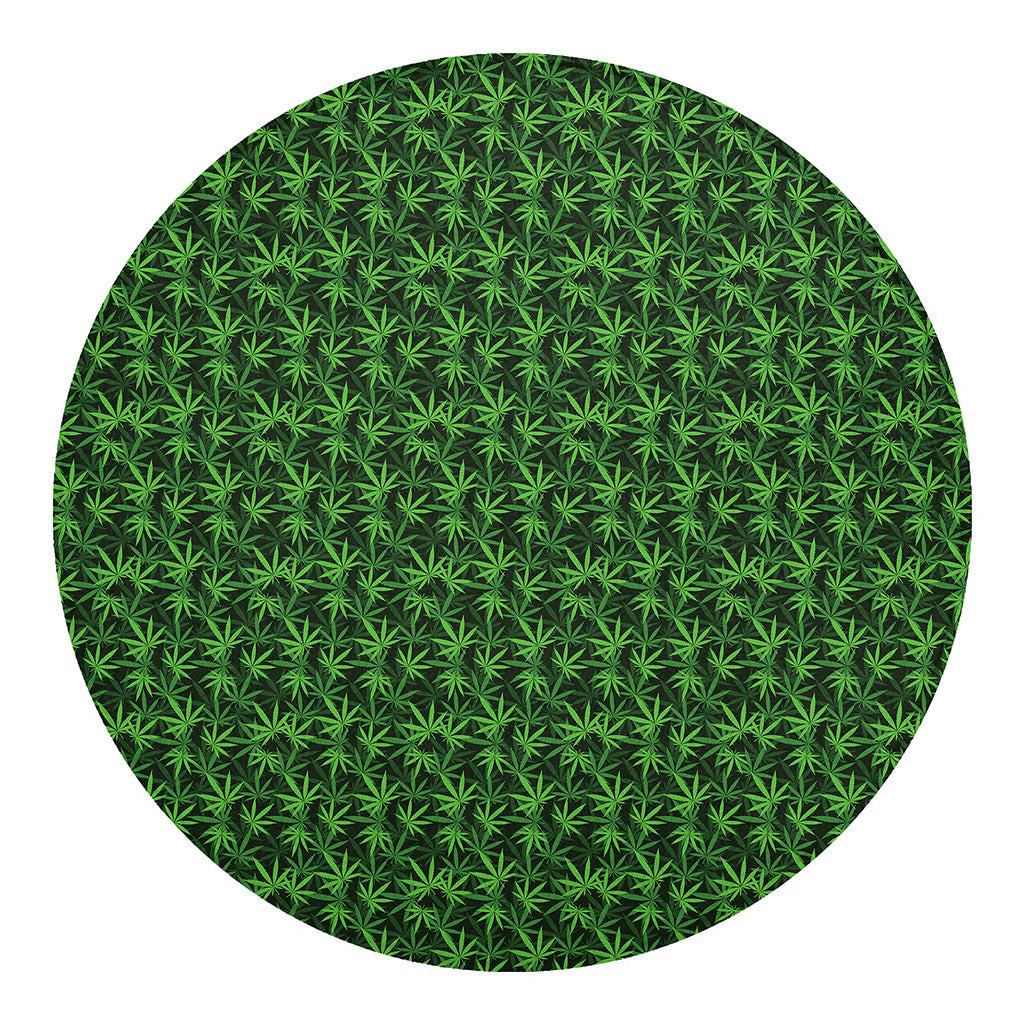 Green Pot Leaf Pattern Print Round Blanket