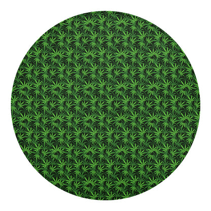 Green Pot Leaf Pattern Print Round Blanket
